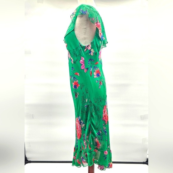 Roz & Ali Floral Green One-Shoulder Asymetrical Dress Size 12 - Picture 6 of 13